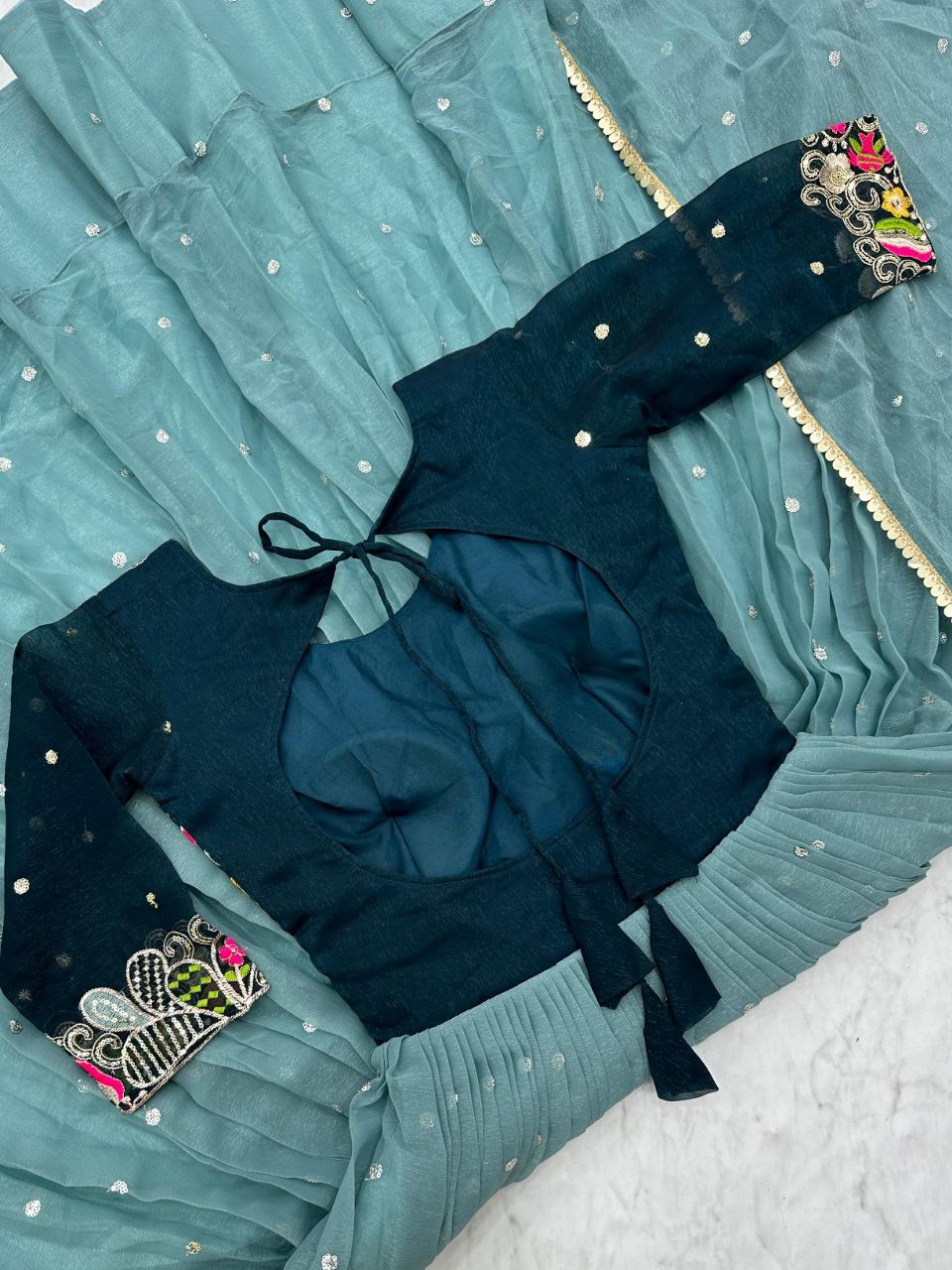 Stunning Festival Gown & Dupatta Set with Sequence Embroidery β Perfect for Every Celebration