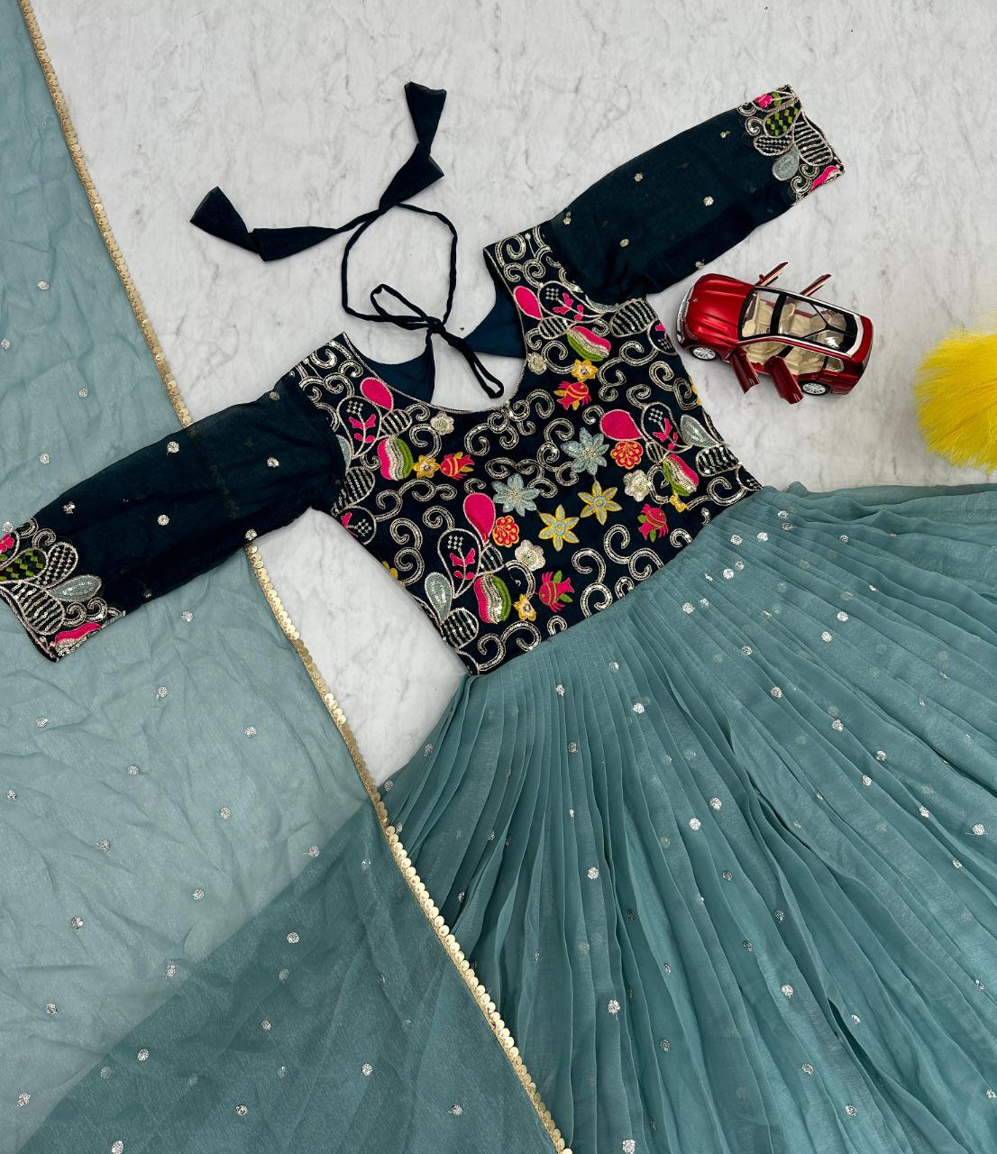Stunning Festival Gown & Dupatta Set with Sequence Embroidery β Perfect for Every Celebration
