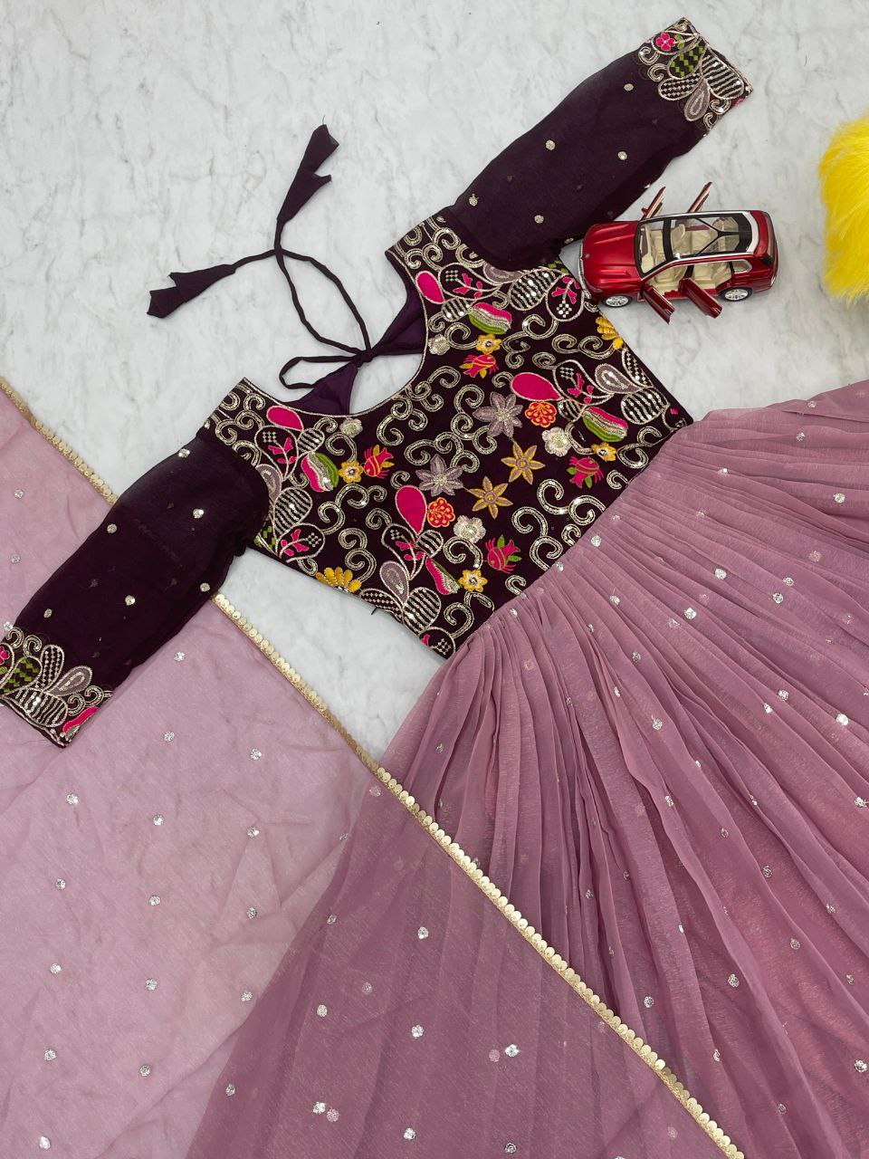 Stunning Festival Gown & Dupatta Set with Sequence Embroidery β Perfect for Every Celebration