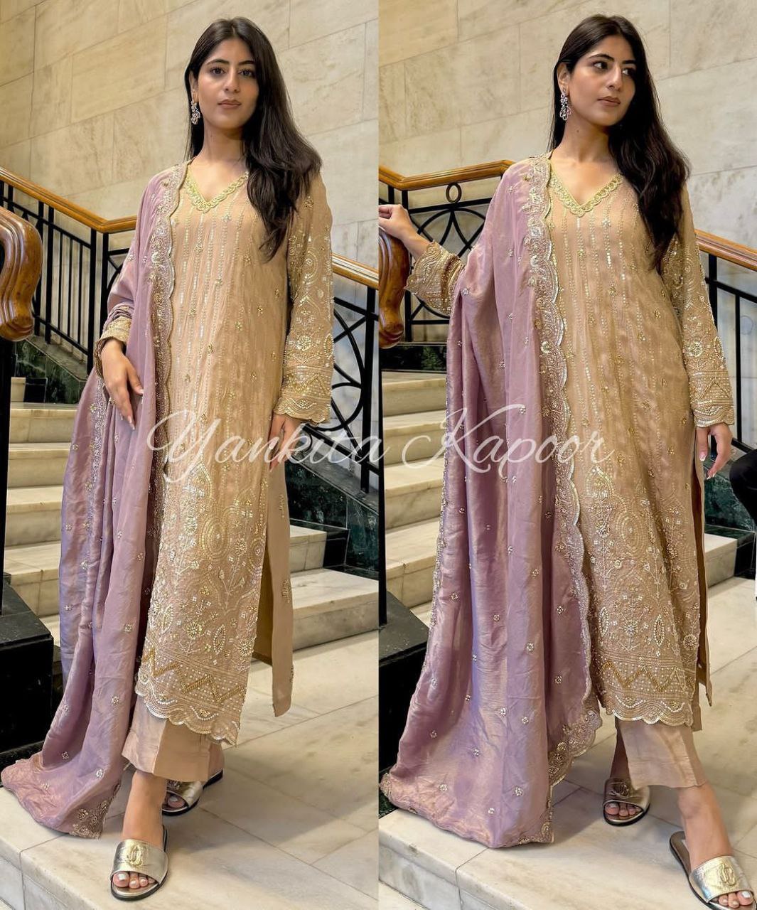 Exquisite Sharara Set – Premium Fox Georgette Top, Bottom & Dupatta with Elegant Embroidery for Special Occasions!