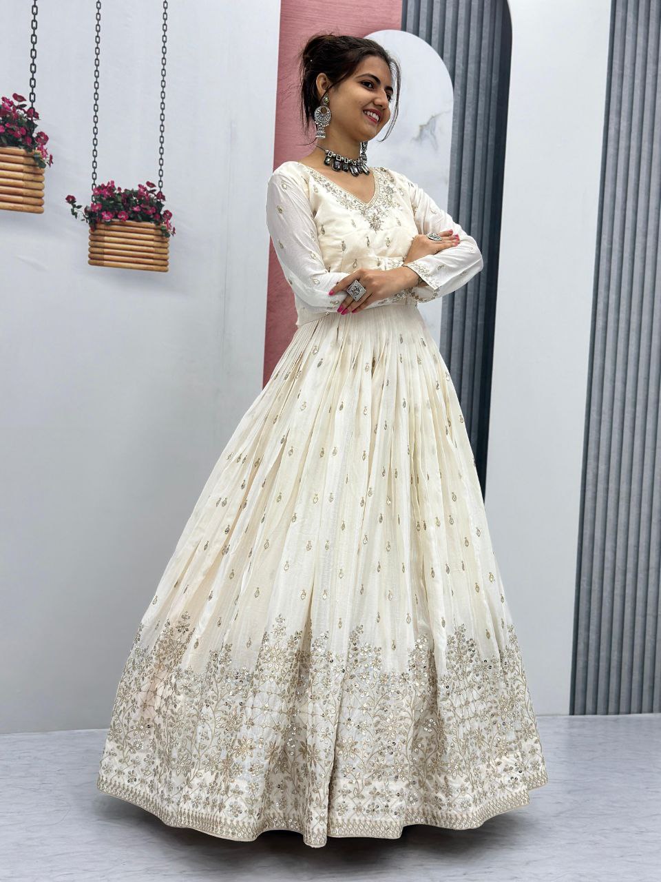 Launching the Glamorous Partywear Gown & Dupatta Set!