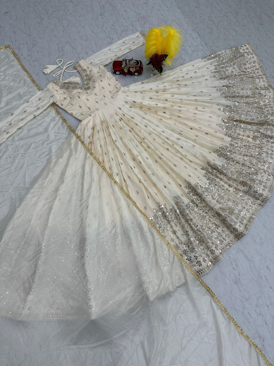 Launching the Glamorous Partywear Gown & Dupatta Set!
