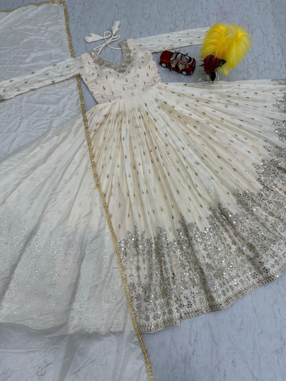 Launching the Glamorous Partywear Gown & Dupatta Set!