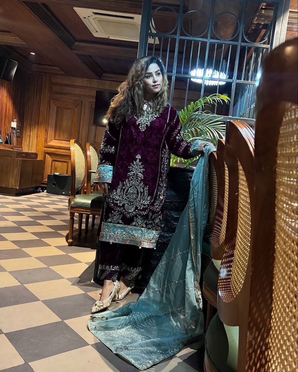 Dazzling Designer Velvet Sequence Embroidery Suit with Dupatta – Perfect for Winter Elegance