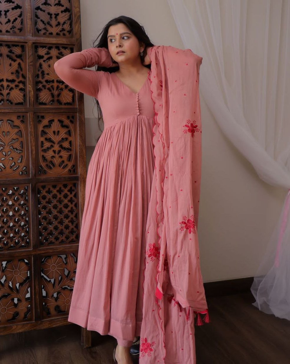Elegant Heavy Georgette Gown-Pant-Dupatta Set β Fully Stitched, Ready-to-Wear Glamour for Every Occasion!