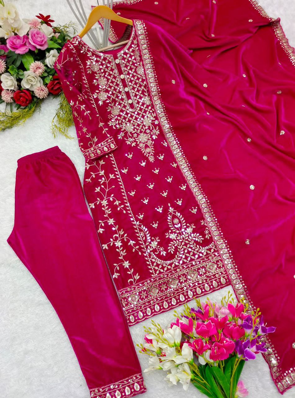 Introducing the New Velvet Top-Pant-Dupatta Set β Elegance Redefined! β¨π