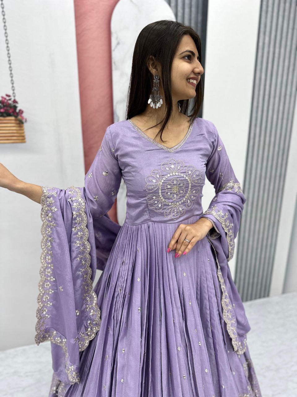 Step into Elegance with Our Embroidered Gown and Dupatta Set β¨π