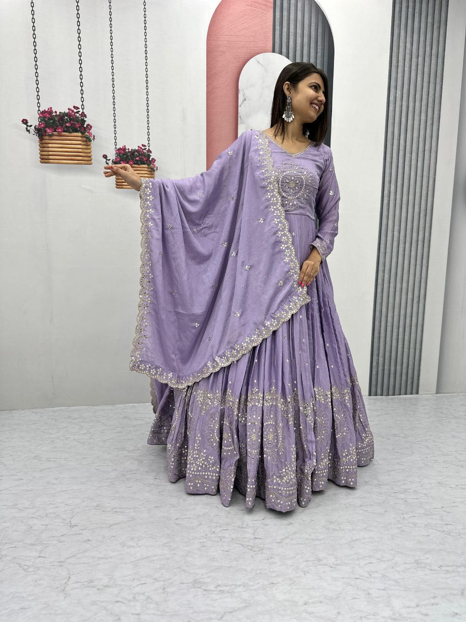 Step into Elegance with Our Embroidered Gown and Dupatta Set β¨π