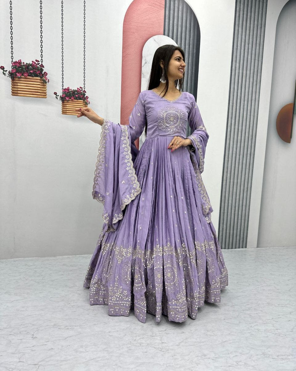 Step into Elegance with Our Embroidered Gown and Dupatta Set β¨π