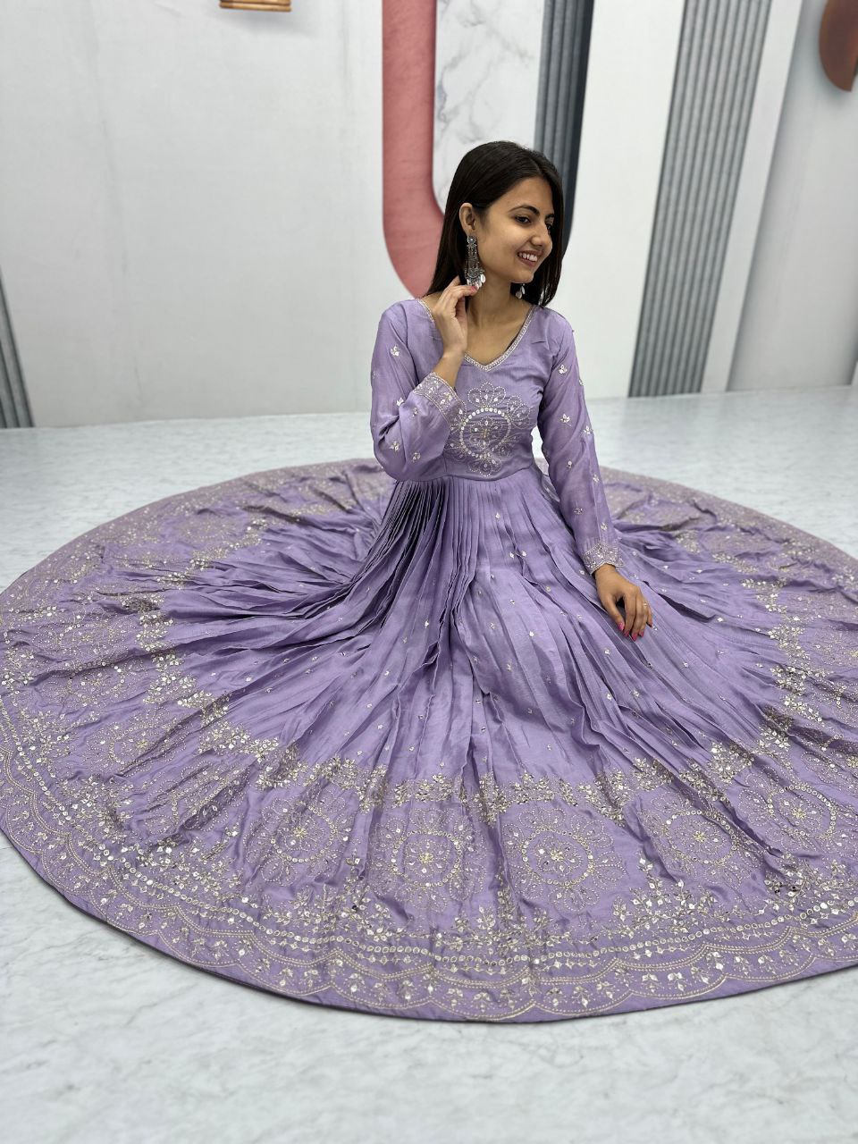 Step into Elegance with Our Embroidered Gown and Dupatta Set β¨π
