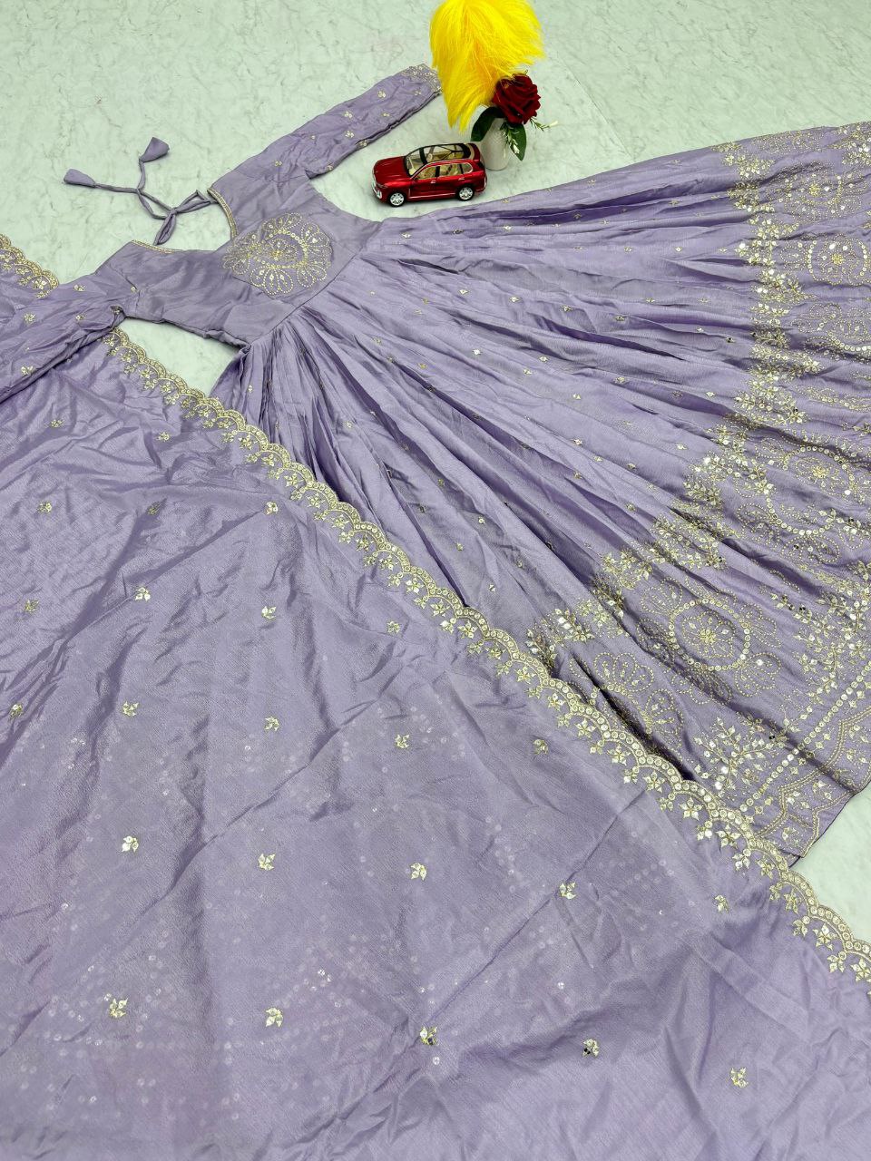 Step into Elegance with Our Embroidered Gown and Dupatta Set β¨π