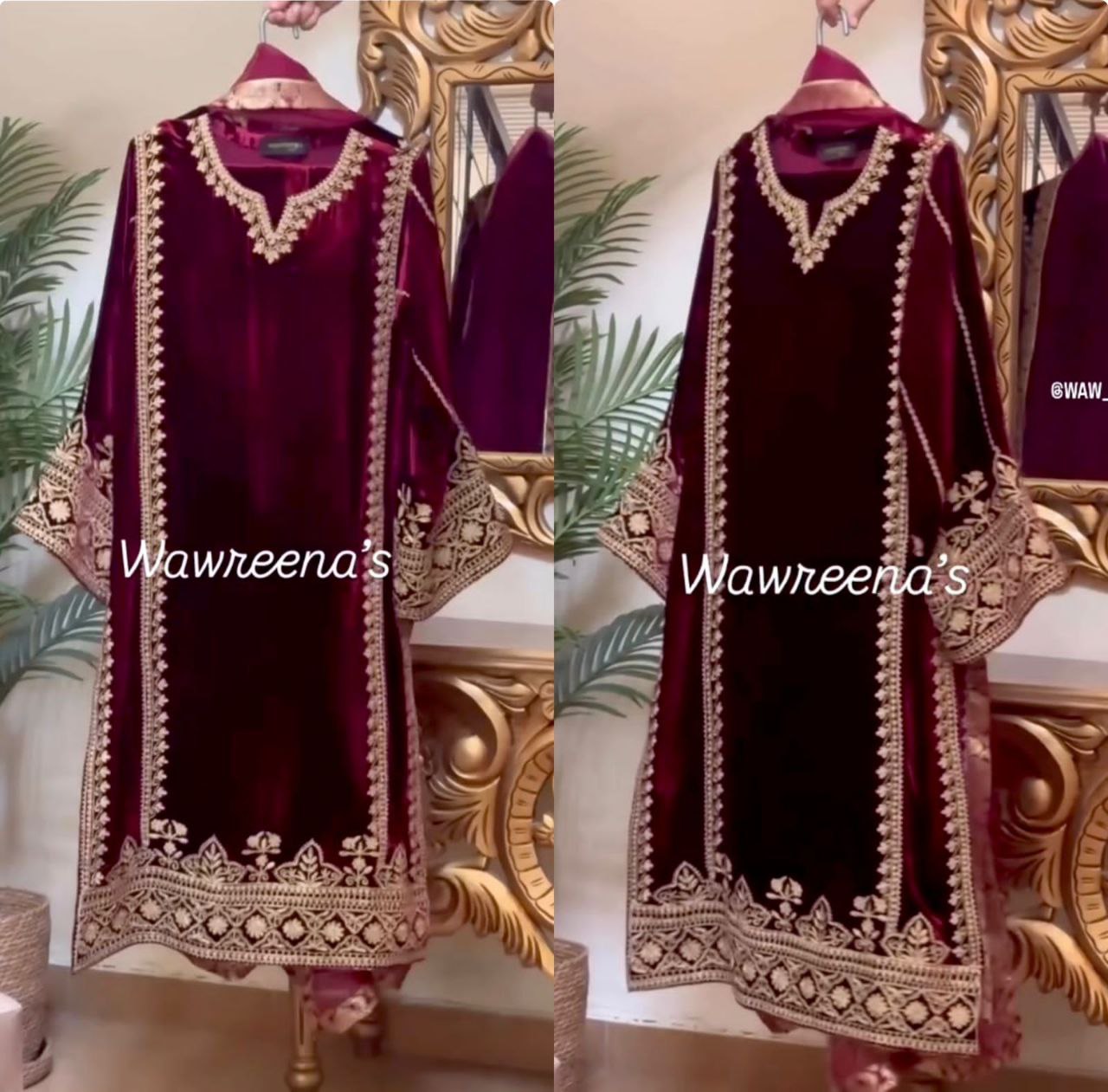 Royal Velvet Glam: Stunning Top-Pant-Dupatta Set with Heavy Embroidery & Luxe Sequence Work β Fully Stitched & Ready to Wear"