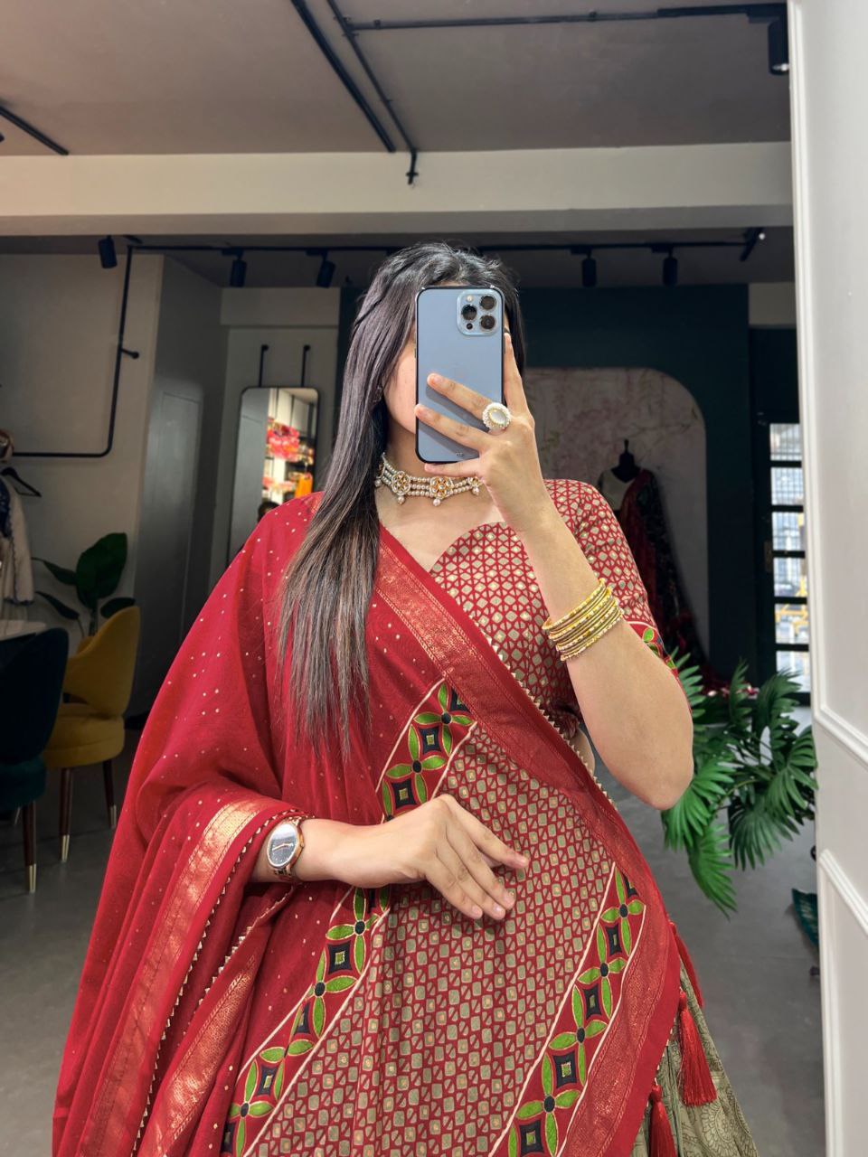 Effortless Glamour: Tussar Silk Printed Lehenga Choli for the Modern Diva
