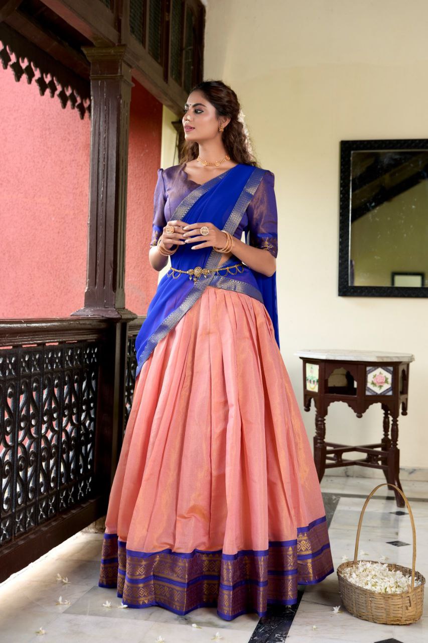 Suvarna Kanchipuram Lehenga Choli: Heritage Redefined with Regal Zari Weaving