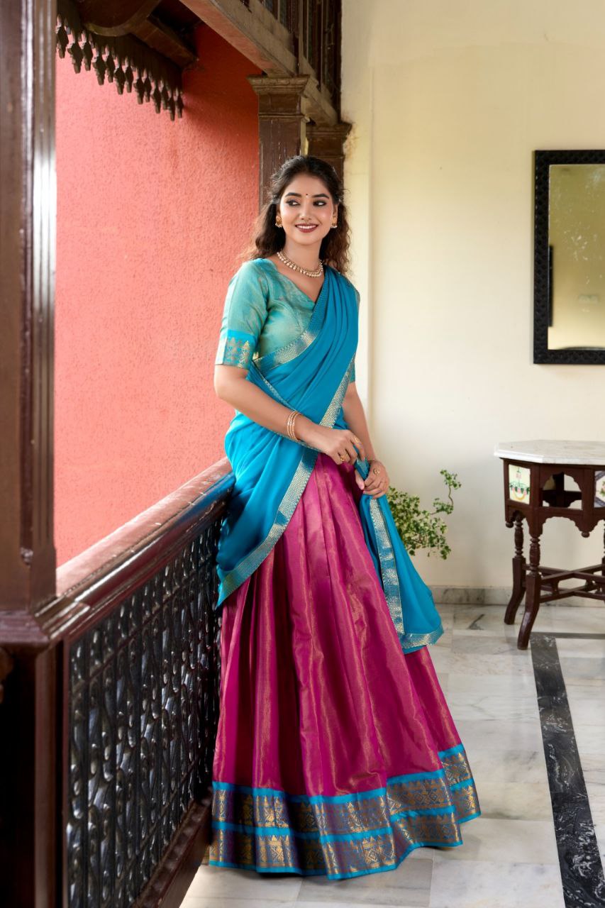 Suvarna Kanchipuram Lehenga Choli: Heritage Redefined with Regal Zari Weavin