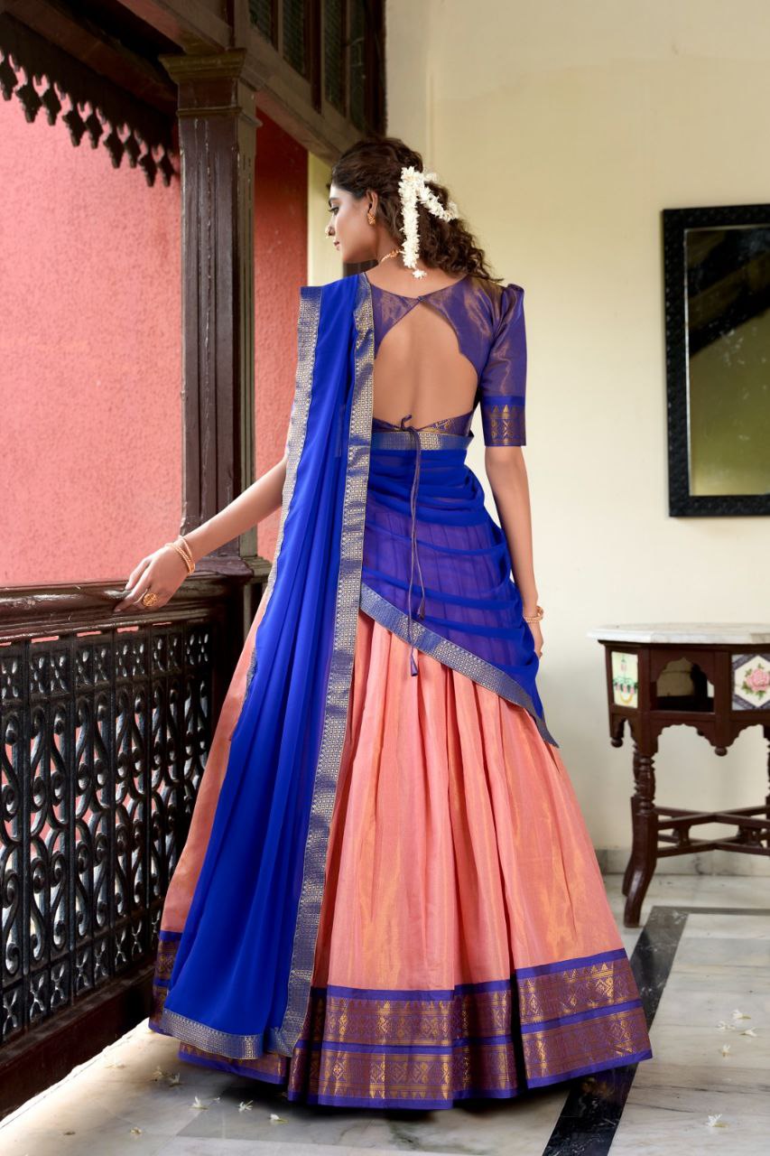 Suvarna Kanchipuram Lehenga Choli: Heritage Redefined with Regal Zari Weaving