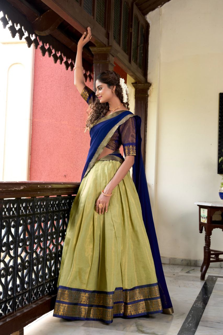 Suvarna Kanchipuram Lehenga Choli: Heritage Redefined with Regal Zari Weaving
