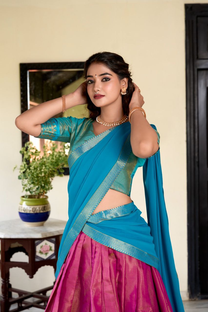 Suvarna Kanchipuram Lehenga Choli: Heritage Redefined with Regal Zari Weaving