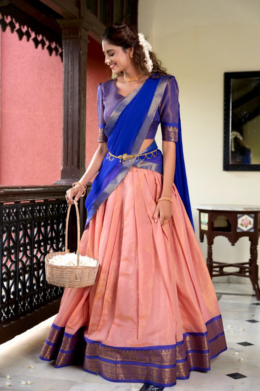Suvarna Kanchipuram Lehenga Choli: Heritage Redefined with Regal Zari Weaving