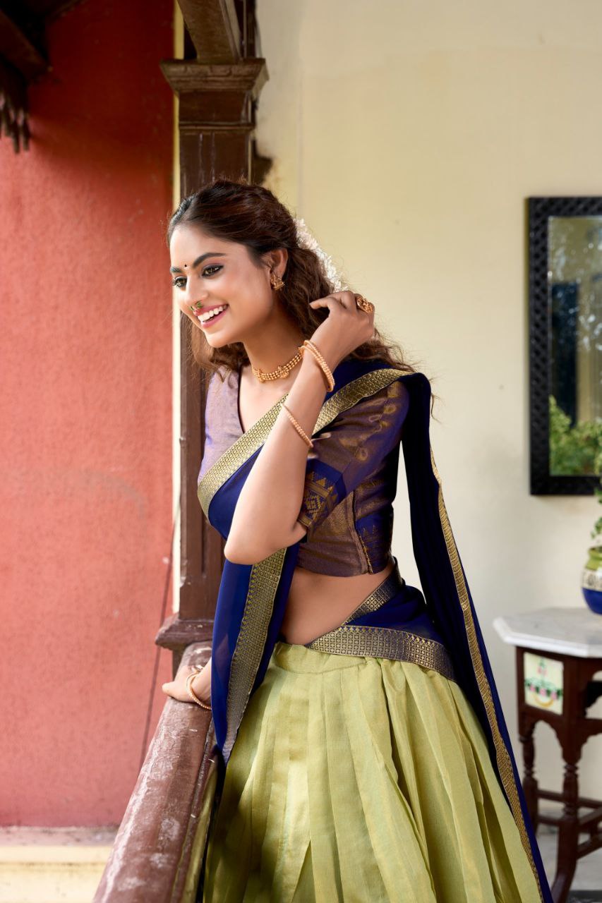 Suvarna Kanchipuram Lehenga Choli: Heritage Redefined with Regal Zari Weaving