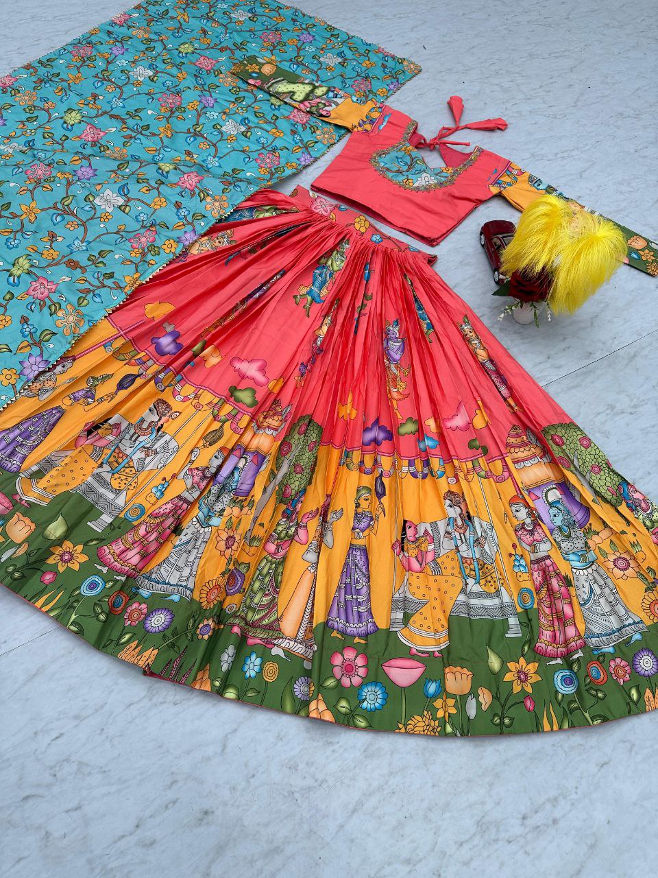 Kalamkari Elegance: Mesmerizing Lehenga Choli Set for a Graceful Look