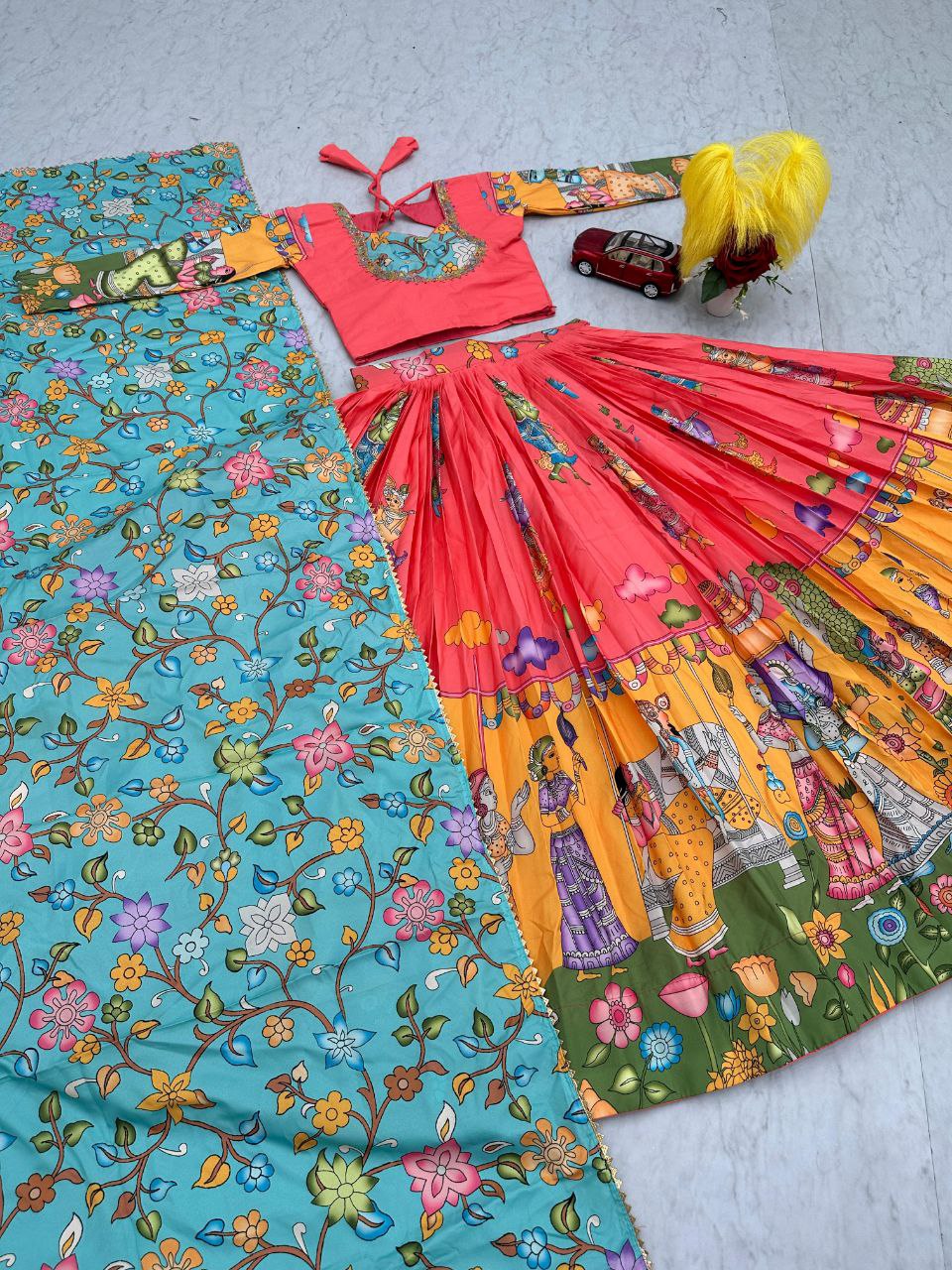 Kalamkari Elegance: Mesmerizing Lehenga Choli Set for a Graceful Look