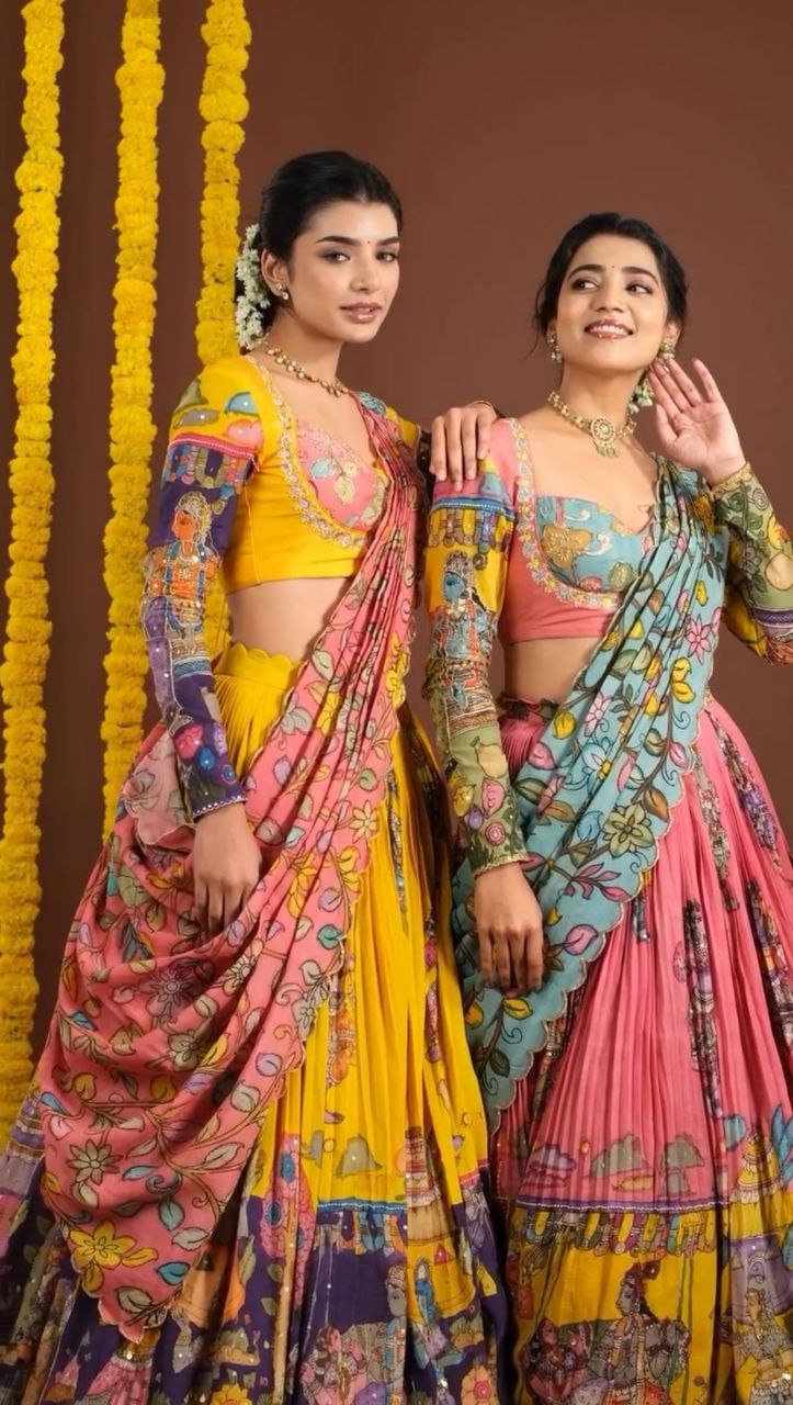 Kalamkari Elegance: Mesmerizing Lehenga Choli Set for a Graceful Look