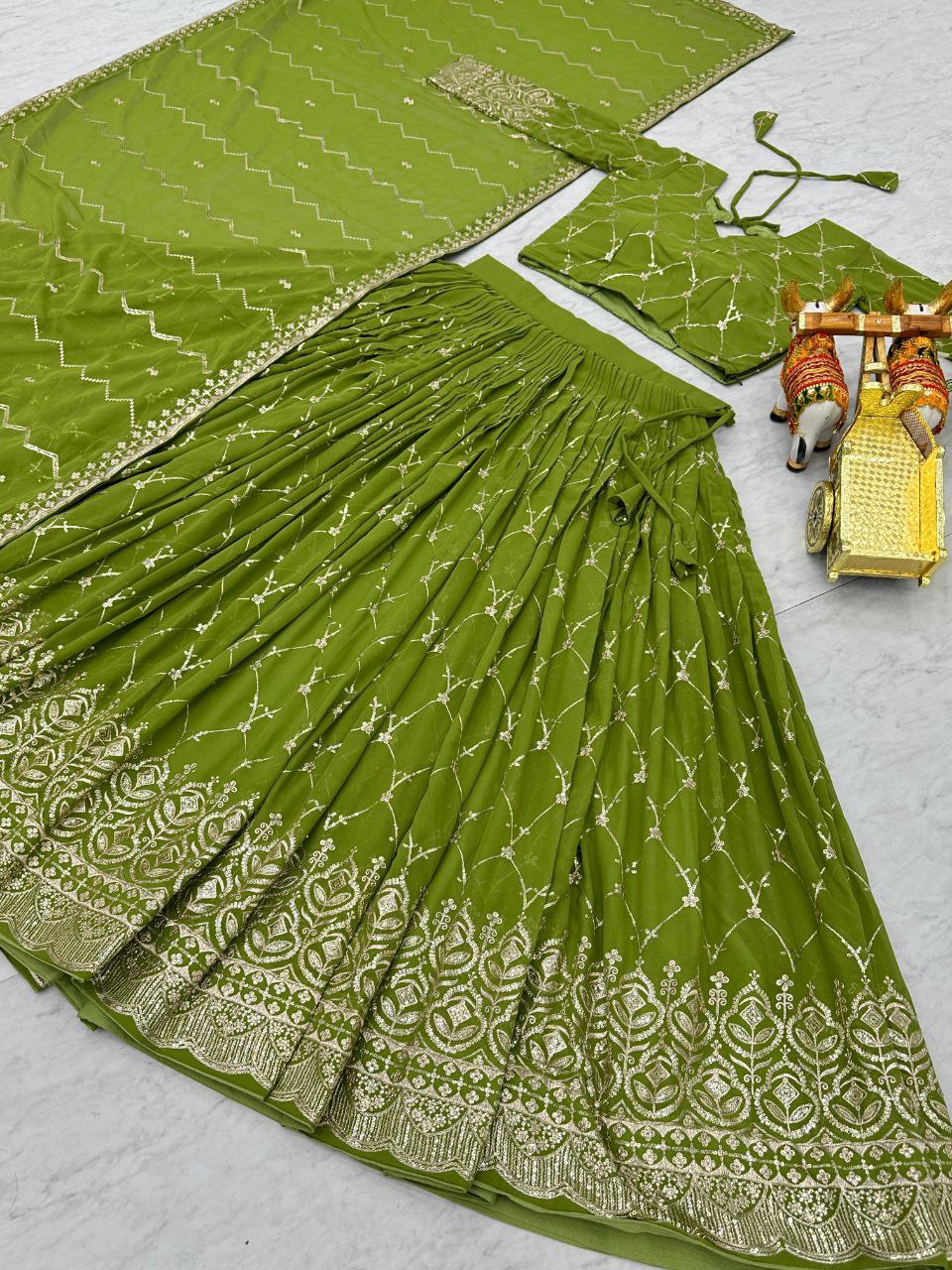 Radiant Elegance: Premium Festival Embroidered Lehenga Choli Set