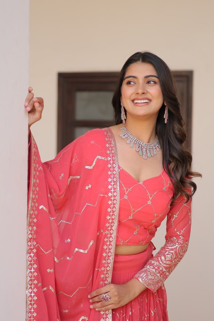 Radiant Elegance: Premium Festival Embroidered Lehenga Choli Set