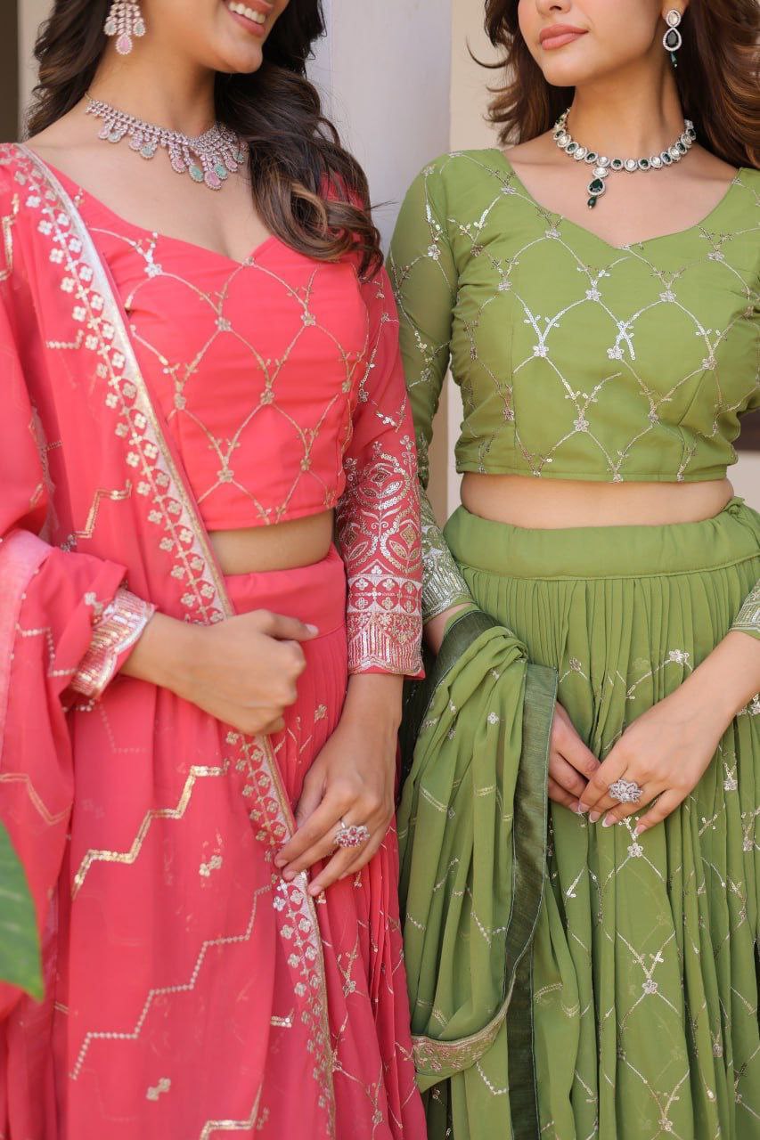 Radiant Elegance: Premium Festival Embroidered Lehenga Choli Set