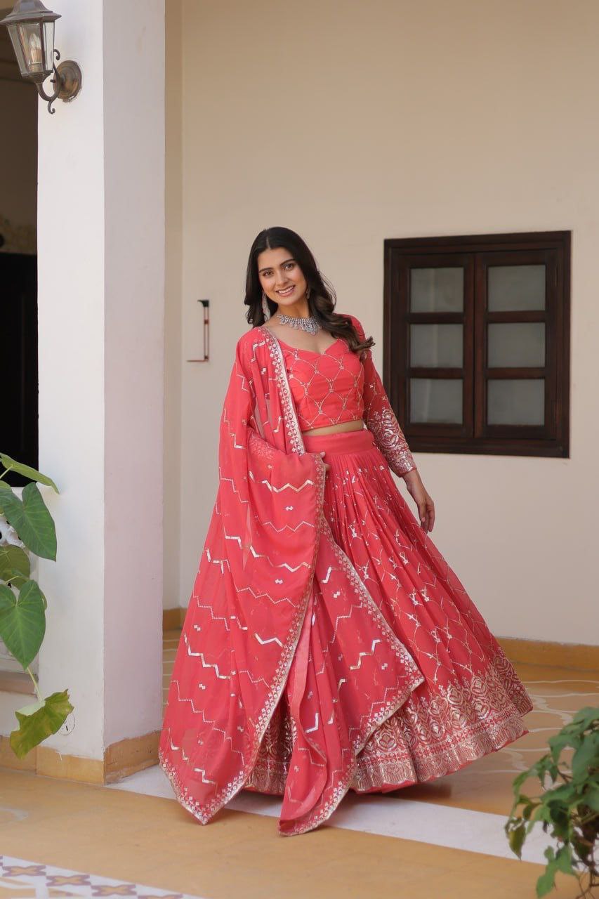Radiant Elegance: Premium Festival Embroidered Lehenga Choli Set