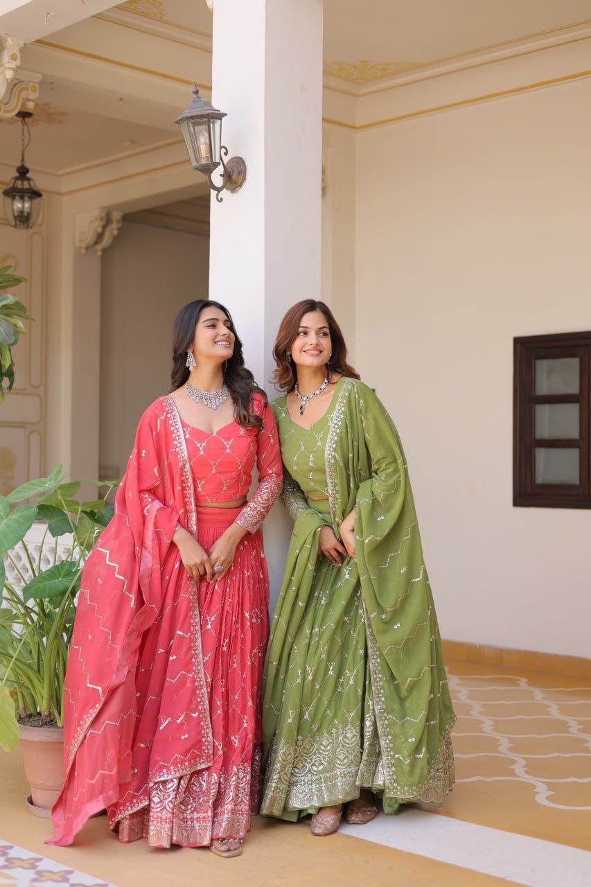 Radiant Elegance: Premium Festival Embroidered Lehenga Choli Set