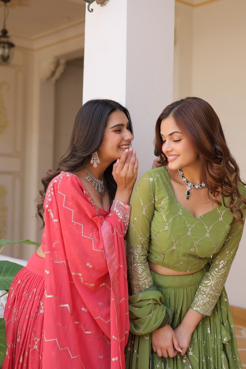 Radiant Elegance: Premium Festival Embroidered Lehenga Choli Set