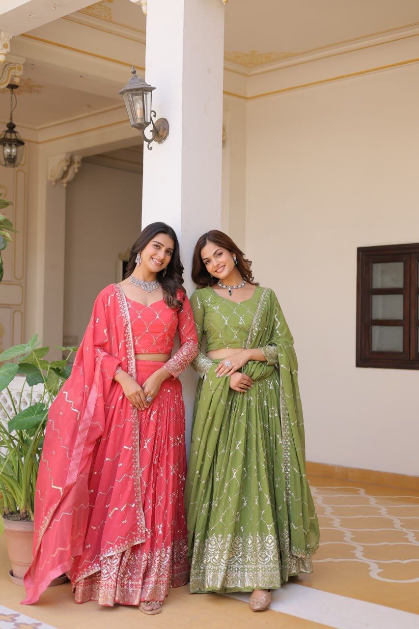 Radiant Elegance: Premium Festival Embroidered Lehenga Choli Set