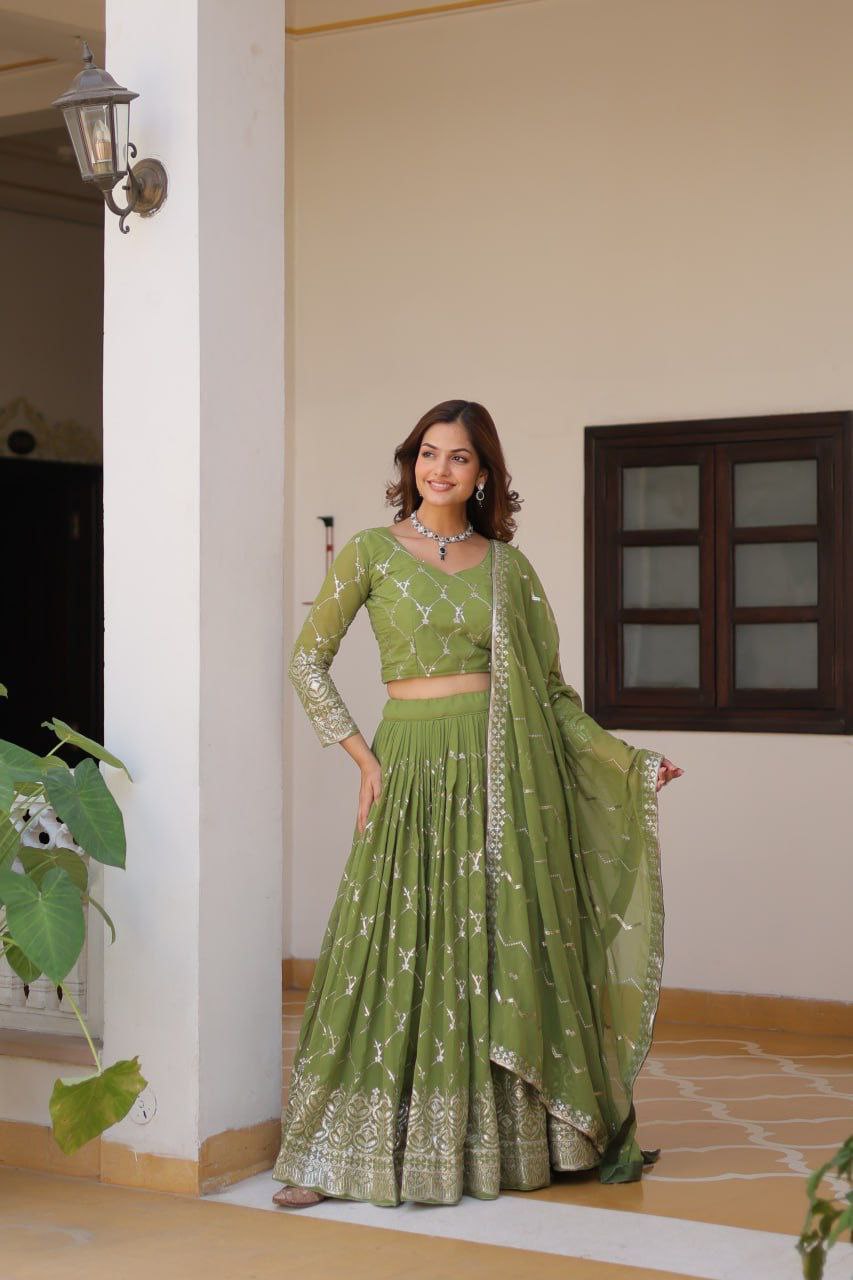 Radiant Elegance: Premium Festival Embroidered Lehenga Choli Set