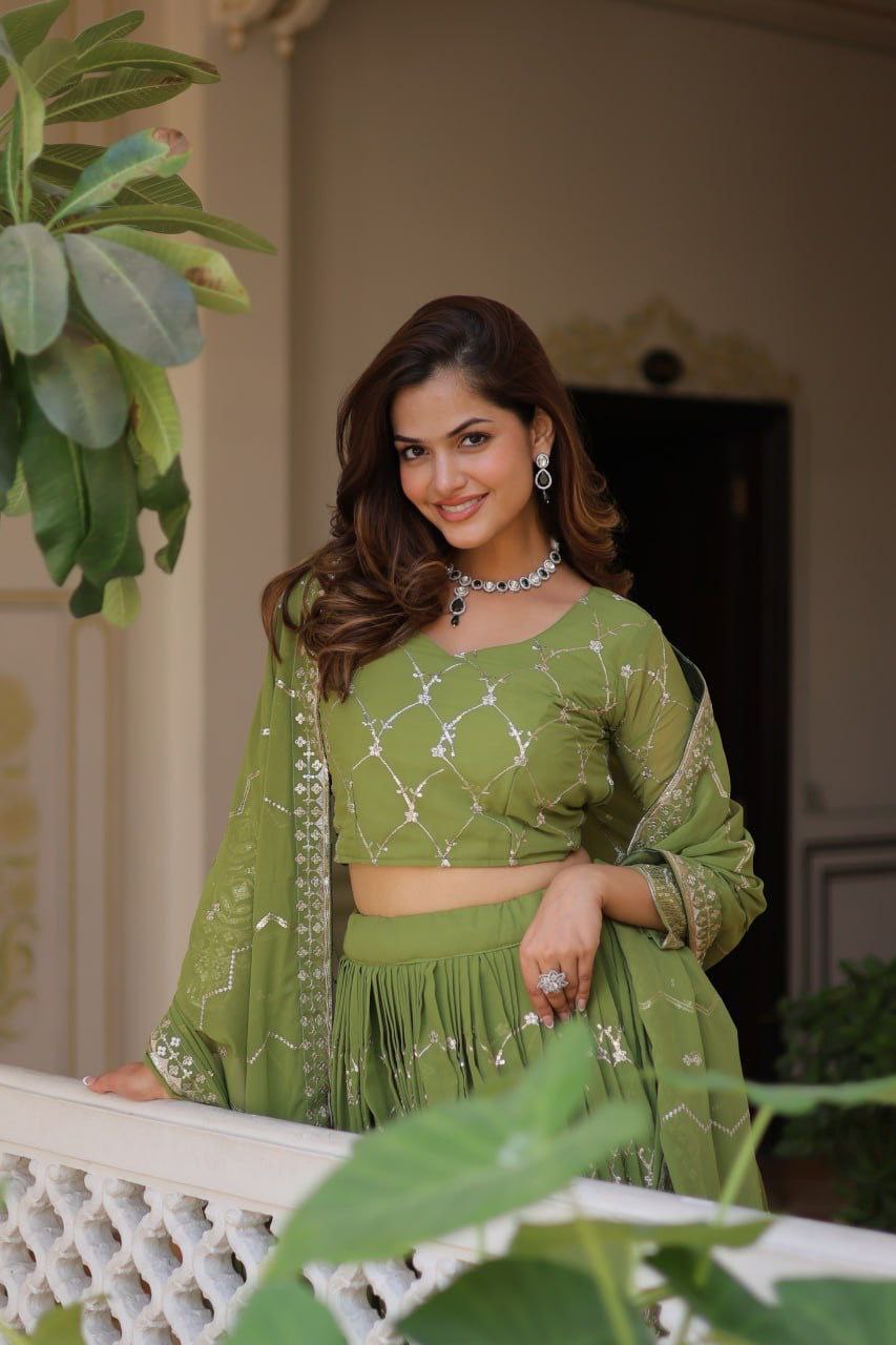 Radiant Elegance: Premium Festival Embroidered Lehenga Choli Set
