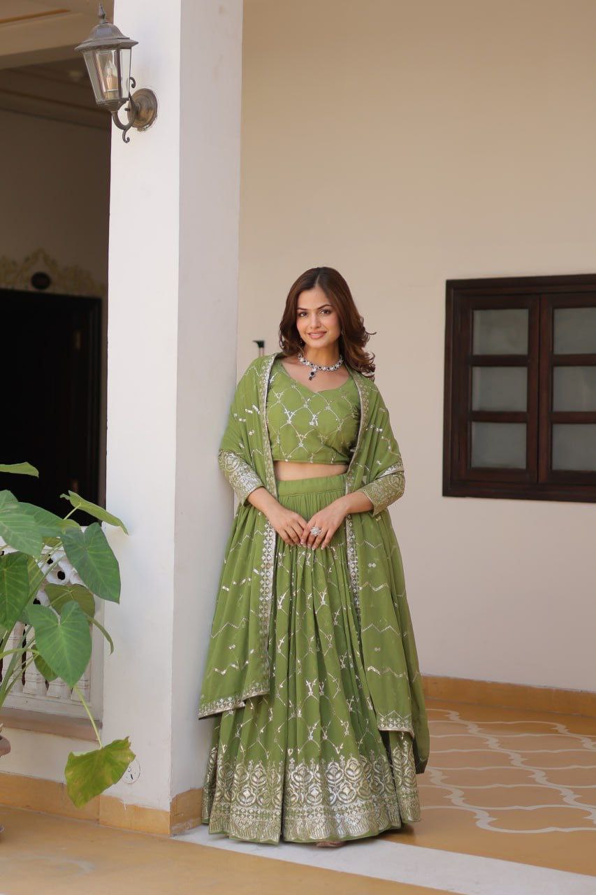 Radiant Elegance: Premium Festival Embroidered Lehenga Choli Set