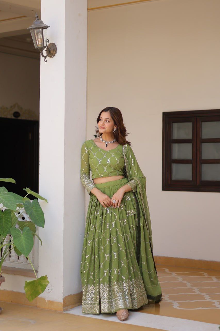 Radiant Elegance: Premium Festival Embroidered Lehenga Choli Set