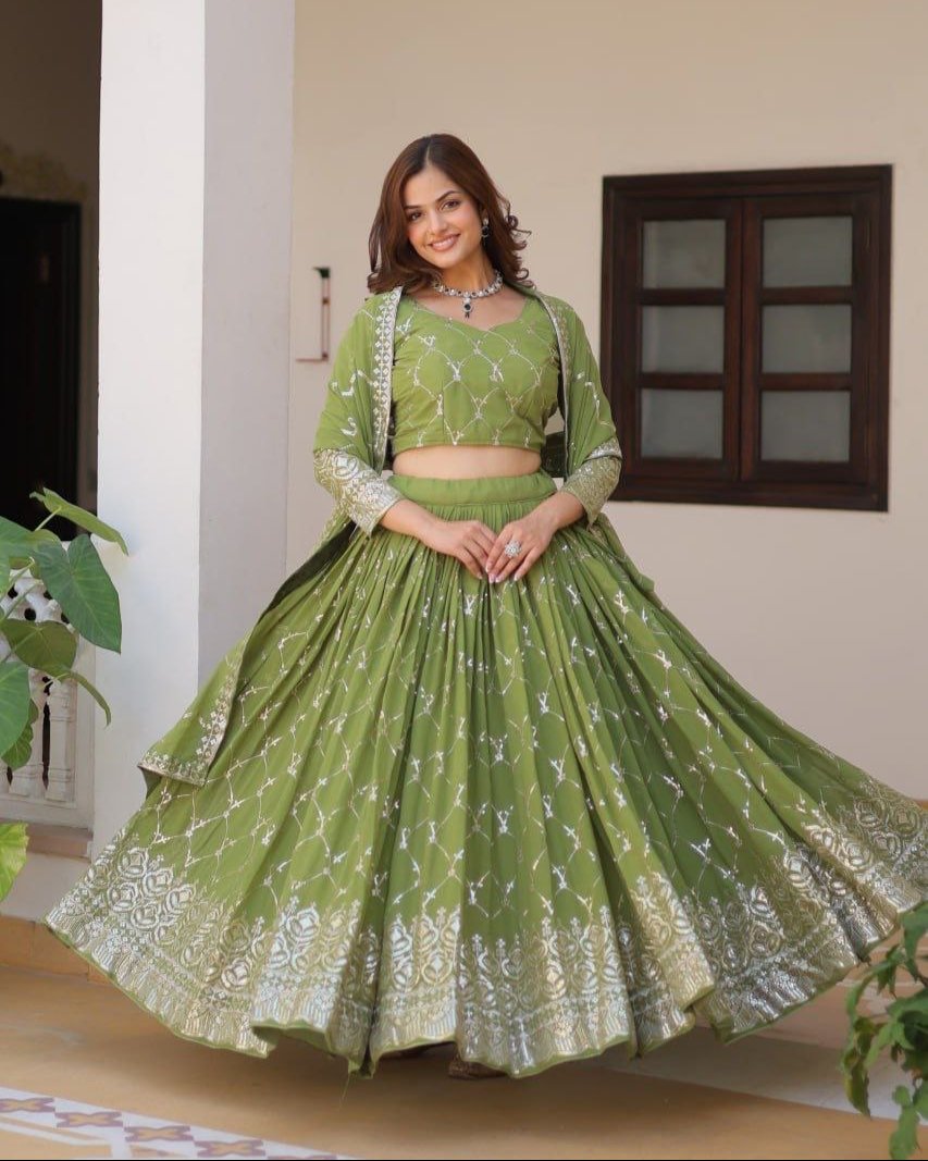 Radiant Elegance: Premium Festival Embroidered Lehenga Choli Set