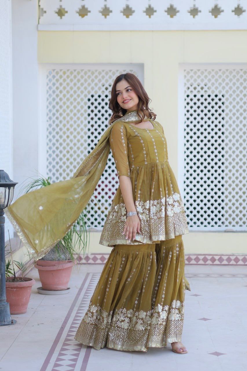 Introducing the Gorgeous Launching Festival Top & Sharara Ensemble