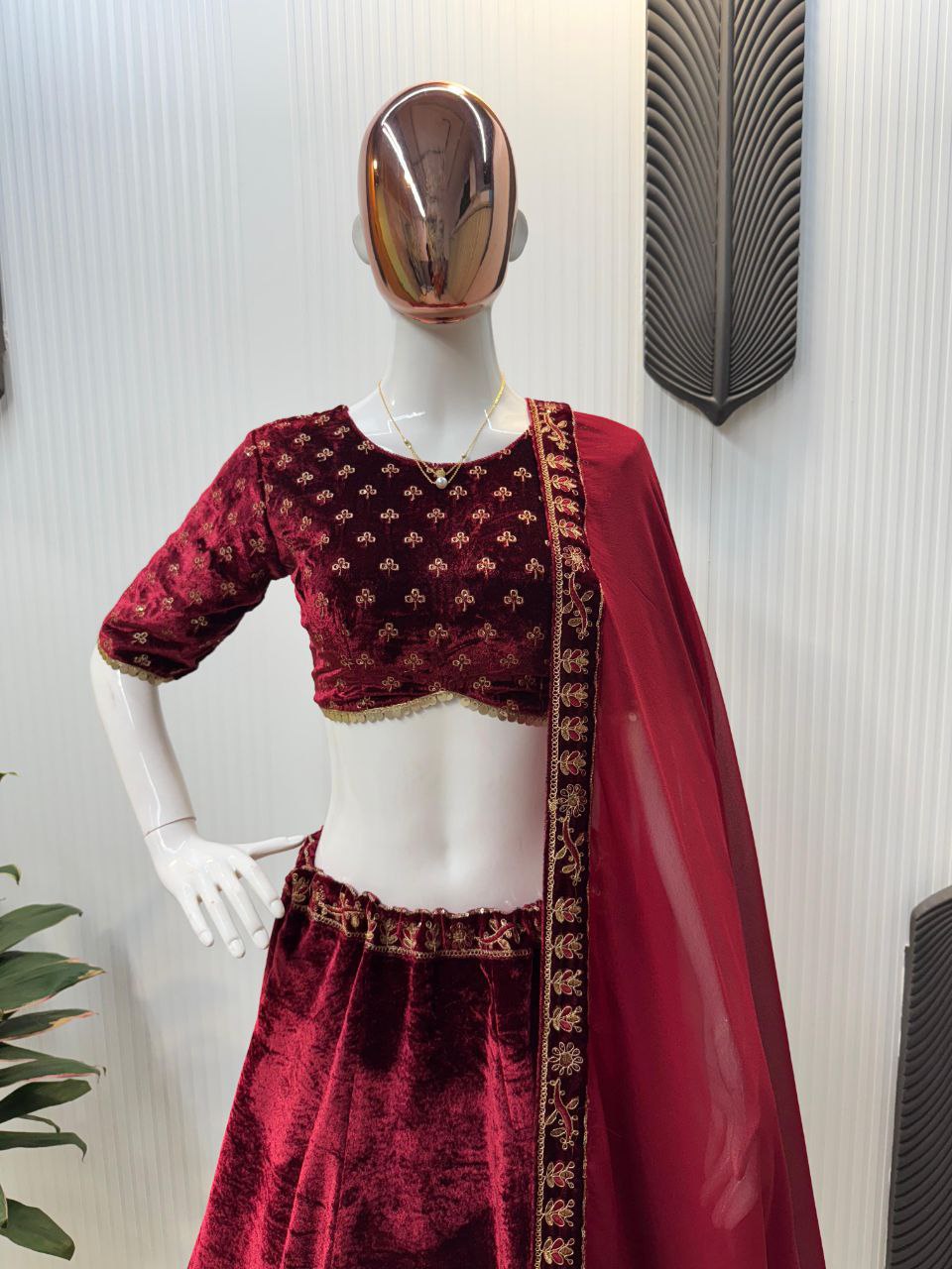 New Boutique Style Velvet Cording Sequence Embroidered Lehenga Choli with Dupatta β Luxe Elegance Redefined!