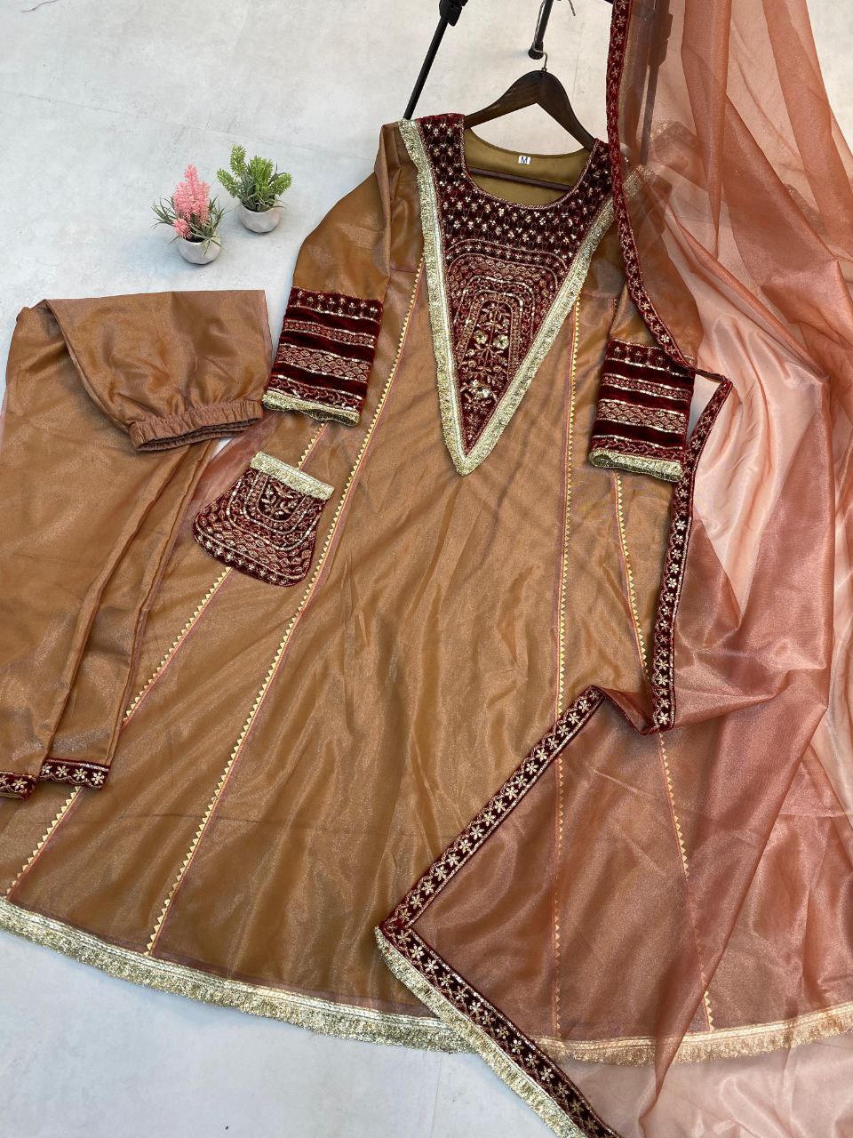 2025 Wedding Season β Designer Flaired Kali Suit with Pant & Dupatta