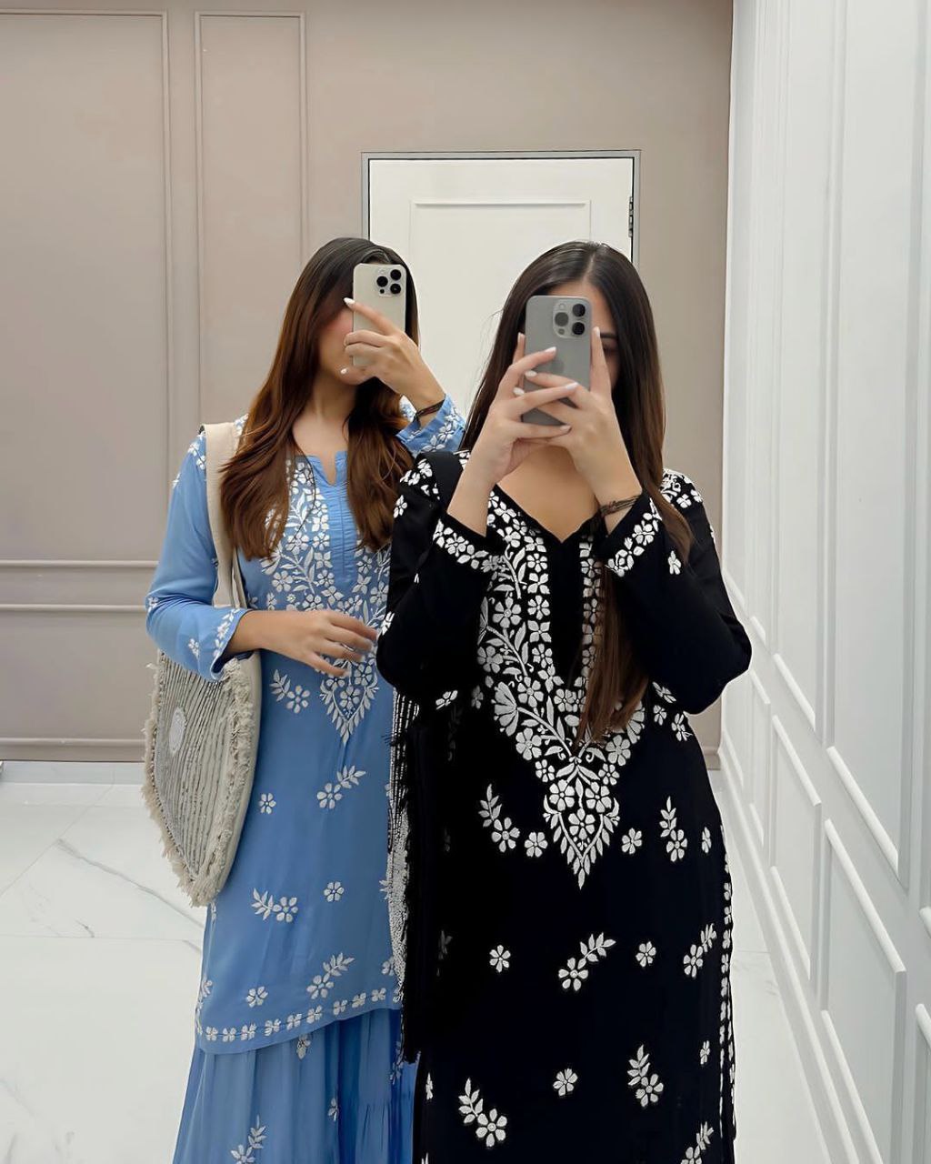 Trending Designer Summer Maslin Top with Cotton Thread Embroidery Work and Sarara Set