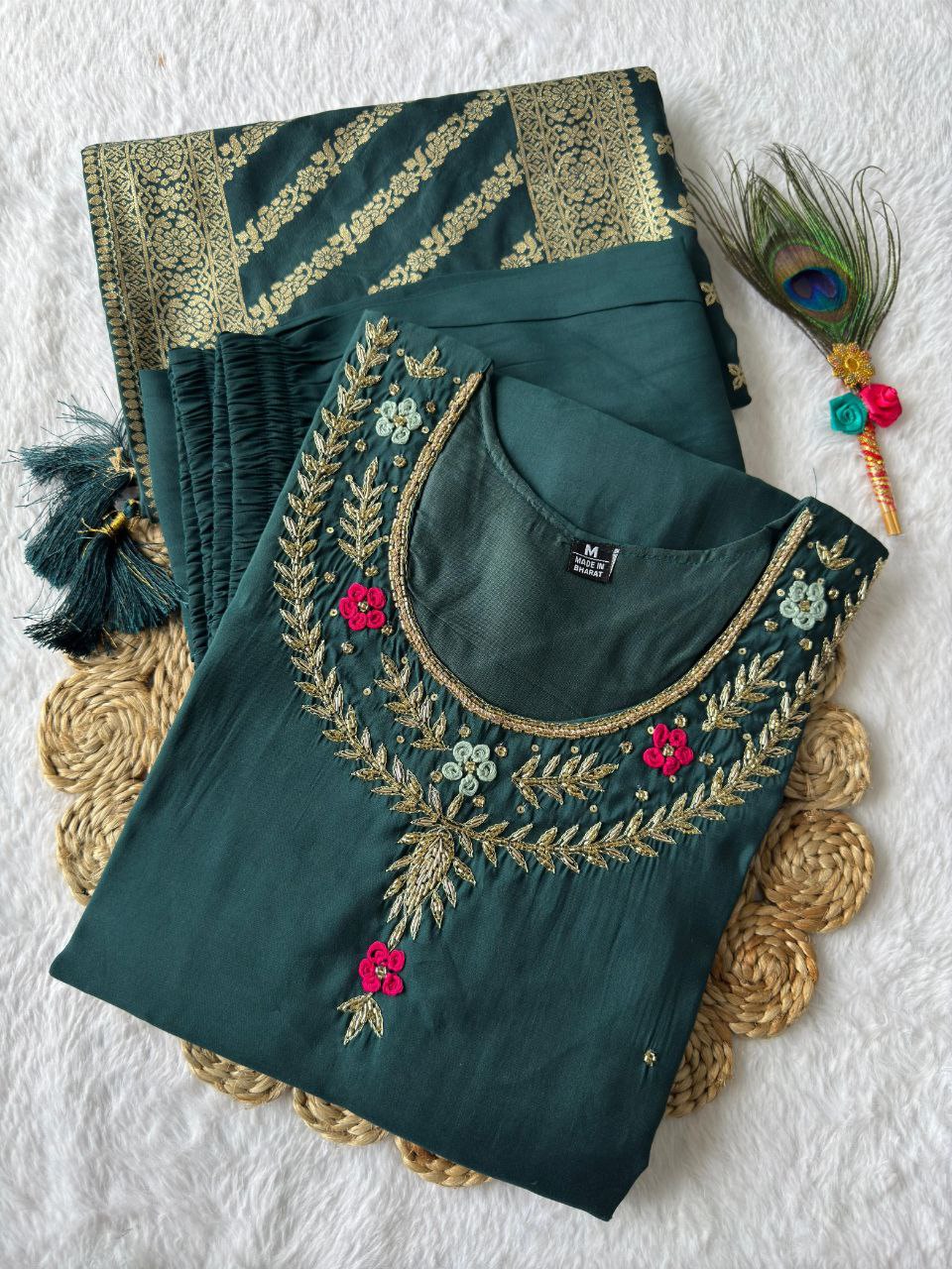 Introducing the Elegant Designer Kurti Pant Dupatta Set β A Perfect Blend of Luxury & Comfort!