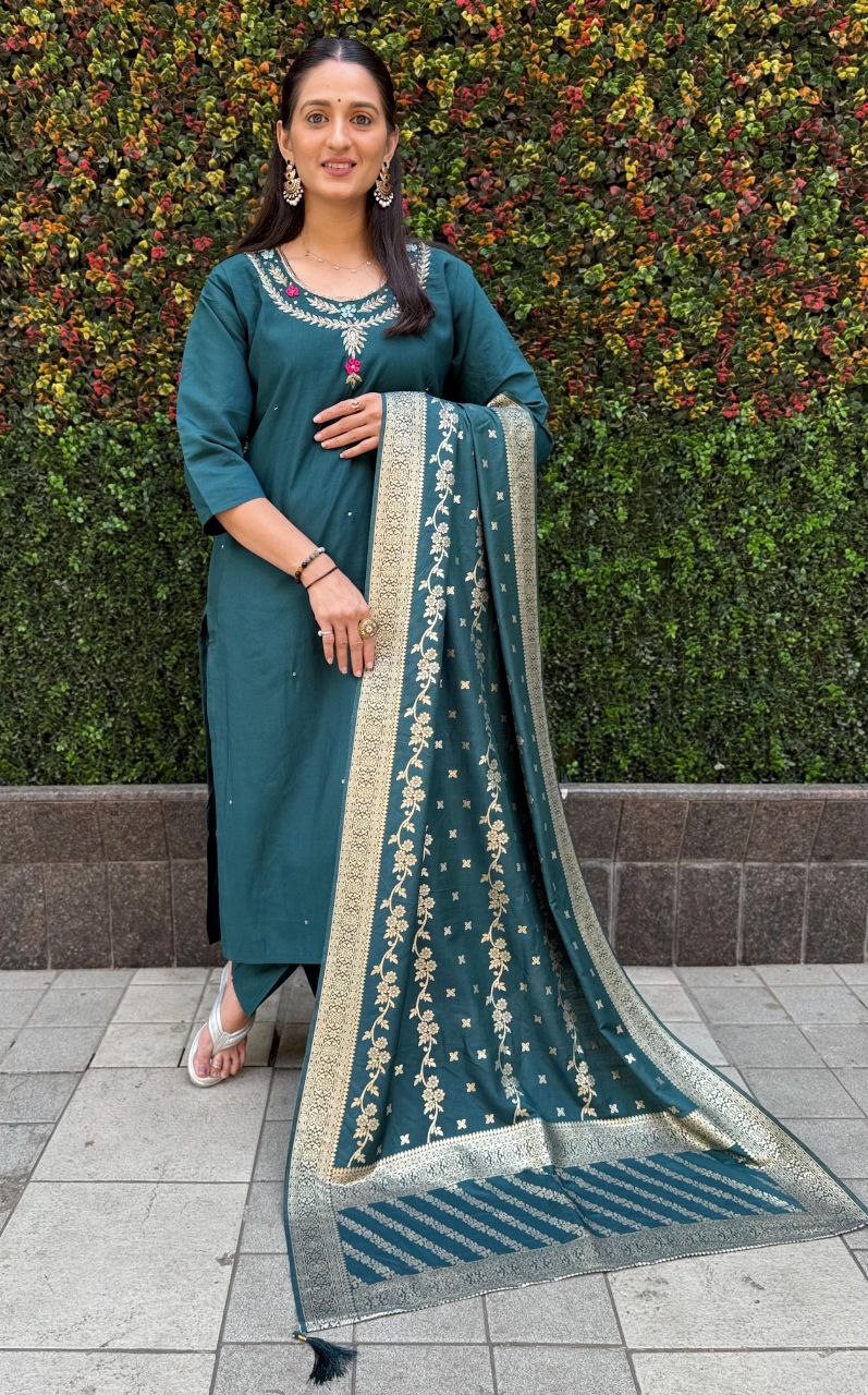 Introducing the Elegant Designer Kurti Pant Dupatta Set β A Perfect Blend of Luxury & Comfort!