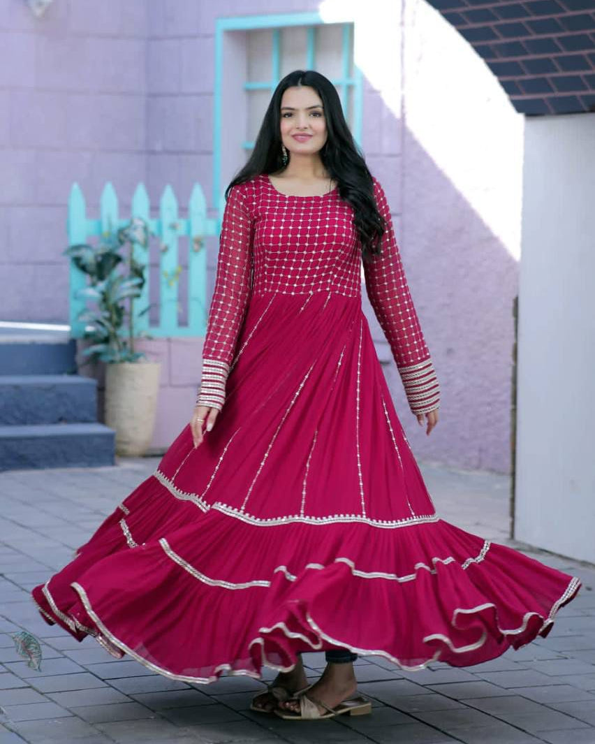 Faux Blooming Embroidered Gown β Party Wear Sequins & Zari Work Dress for Women