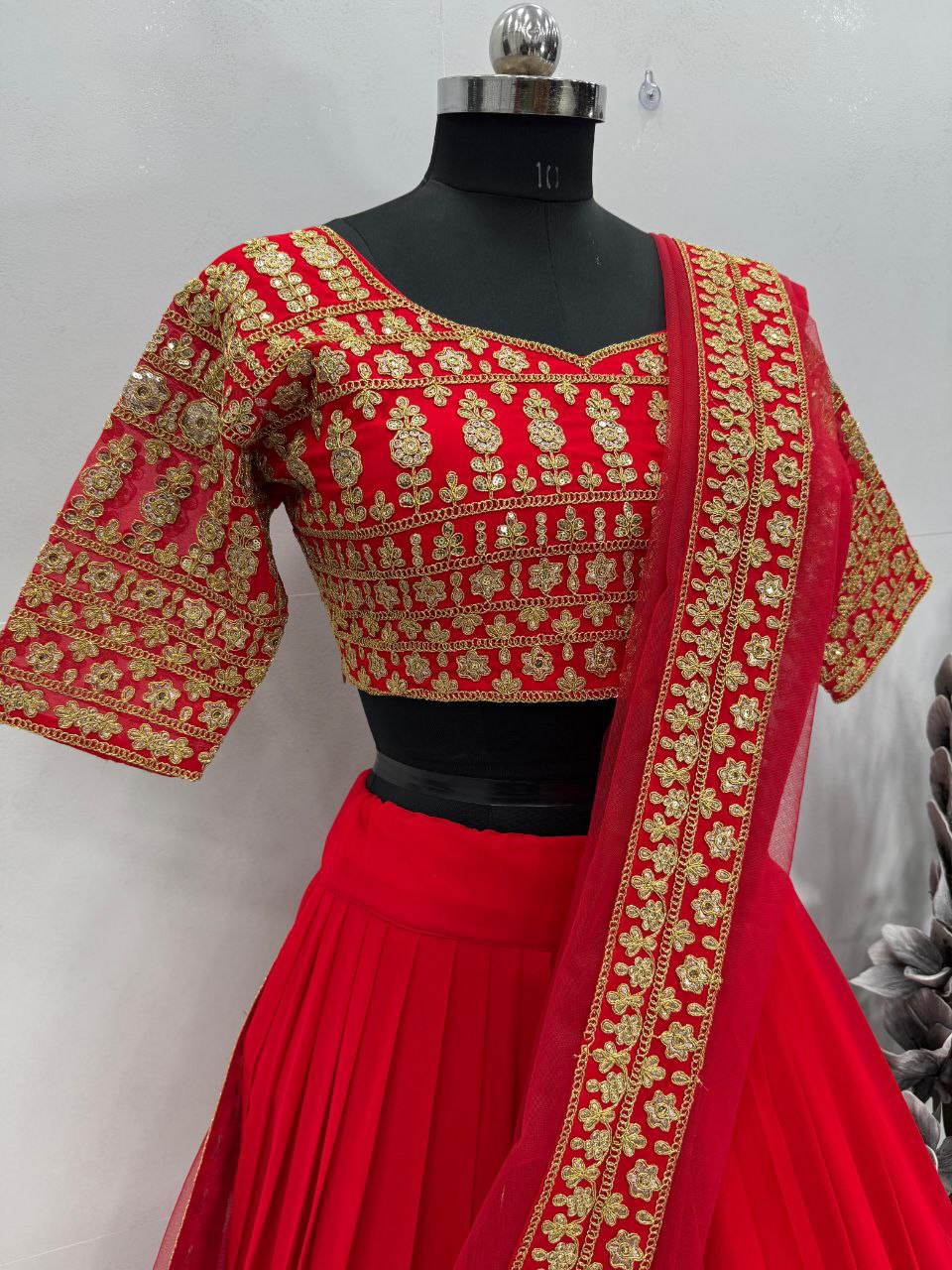 Bridal Lehenga Set Heavy Embroidery & Sequin Work Semi-Stitched
