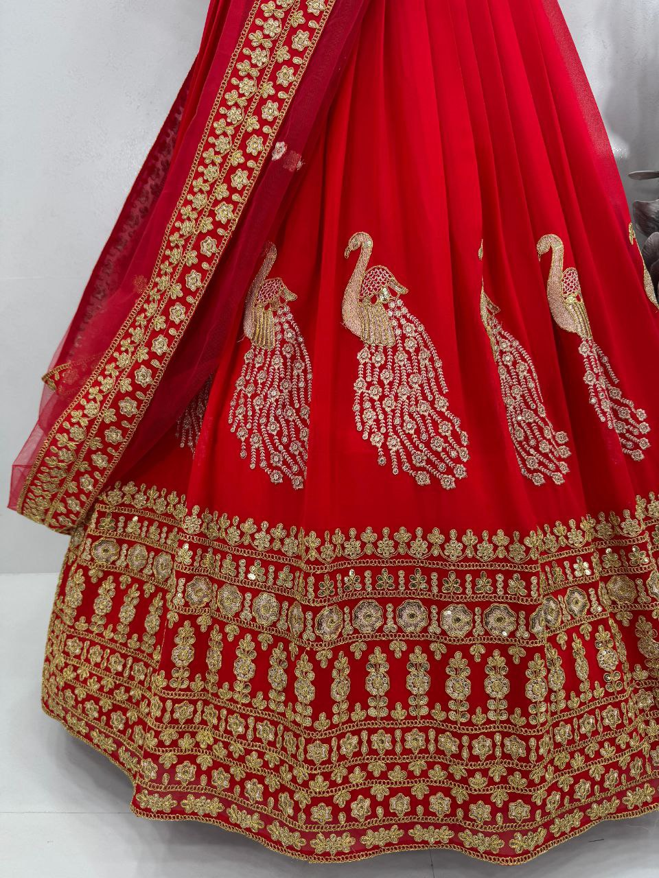 Bridal Lehenga Set Heavy Embroidery & Sequin Work Semi-Stitched