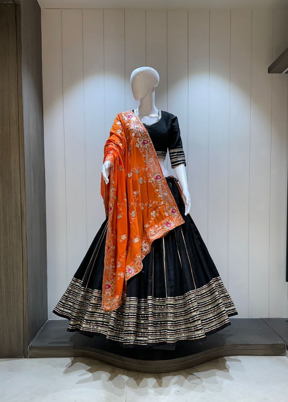 Chandrakala – Premium Roman Silk Chaniya Choli with Heavy Vintage Dupatta