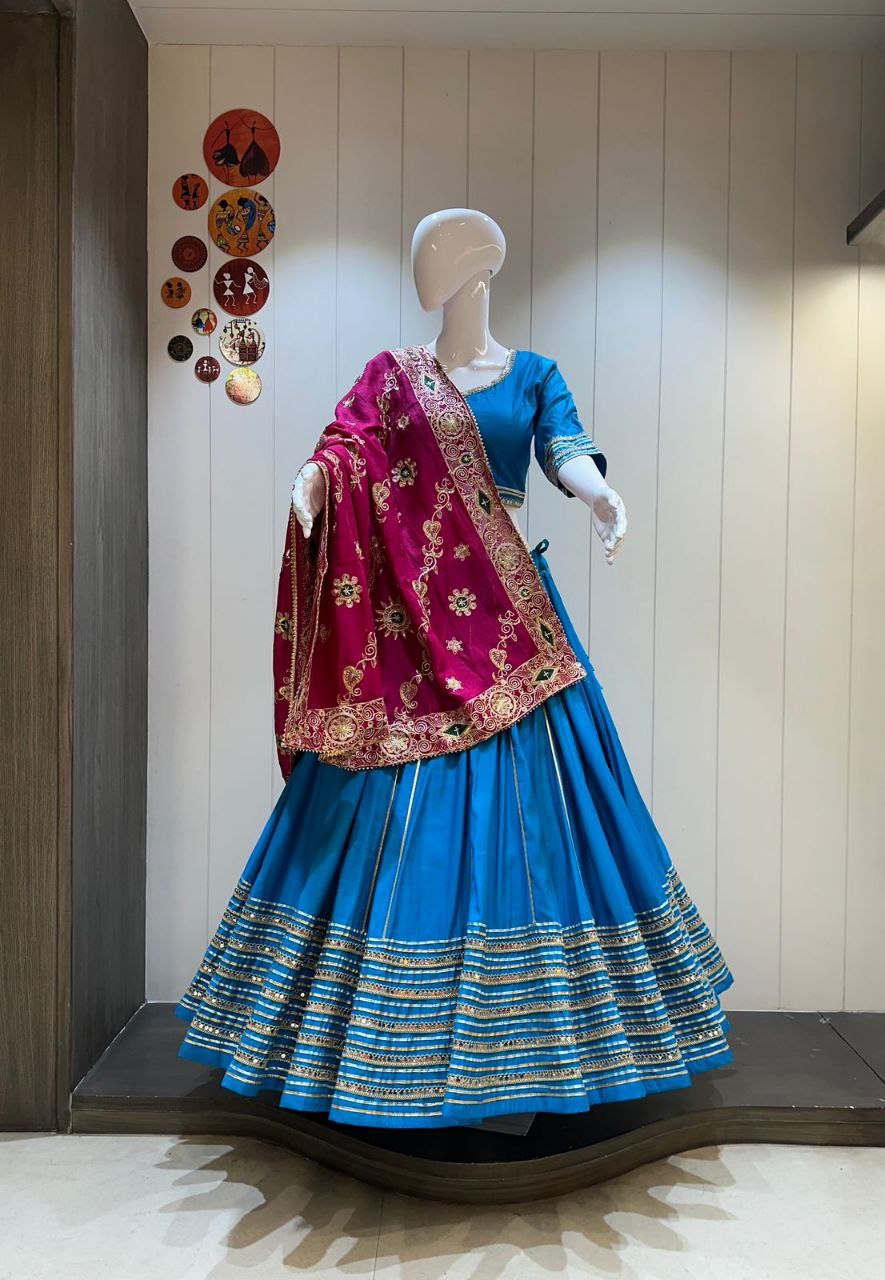 Chandrakala – Premium Roman Silk Chaniya Choli with Heavy Vintage Dupatta